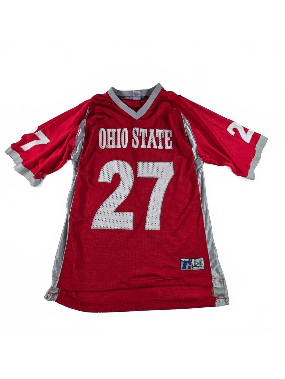 Russell Athletic Ohio State Football Jersey Men's Medium Red Gray Vintage Sports